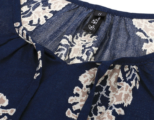 Vintage Style Women Casual Loose O Neck 3/4 Sleeve Print Summer Beach Dress - MeetYoursFashion - 5