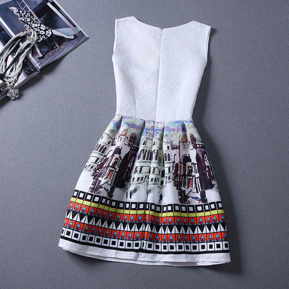 Print Pleated Short Mini Tank Dress - MeetYoursFashion - 3