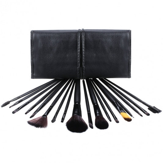 18 PCS Professional Makeup Cosmetic Brushes Set Tools With Leather Like Ties Case