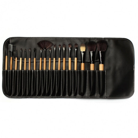 18 PCS Professional Makeup Cosmetic Brushes Set Tools With Leather Like Ties Case