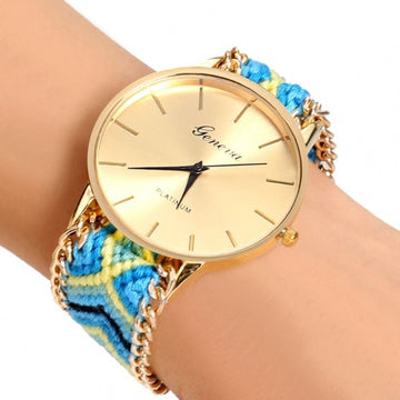 Handmade Braided Casual Women Friendship Bracelet Watch Round Dial Quartz Wrist Watch - Meet Yours Fashion - 1