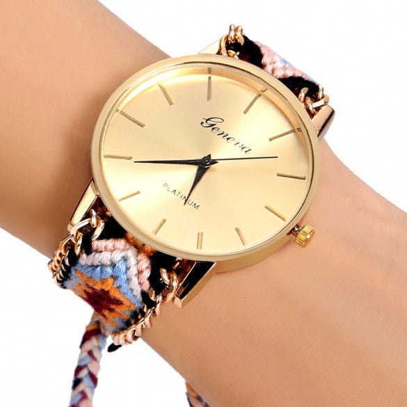 Handmade Braided Casual Women Friendship Bracelet Watch Round Dial Quartz Wrist Watch - Meet Yours Fashion - 6