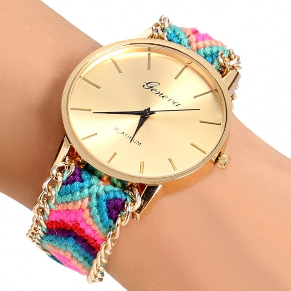 Handmade Braided Casual Women Friendship Bracelet Watch Round Dial Quartz Wrist Watch - Meet Yours Fashion - 8