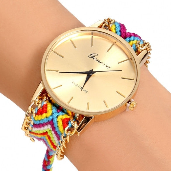 Handmade Braided Casual Women Friendship Bracelet Watch Round Dial Quartz Wrist Watch - Meet Yours Fashion - 9
