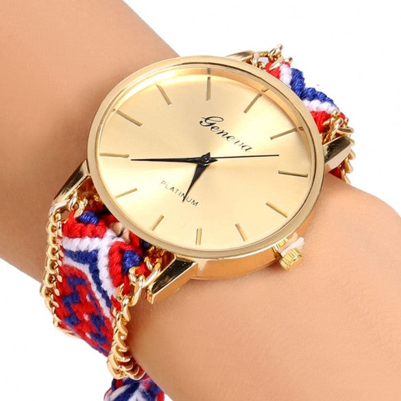 Handmade Braided Casual Women Friendship Bracelet Watch Round Dial Quartz Wrist Watch - Meet Yours Fashion - 10
