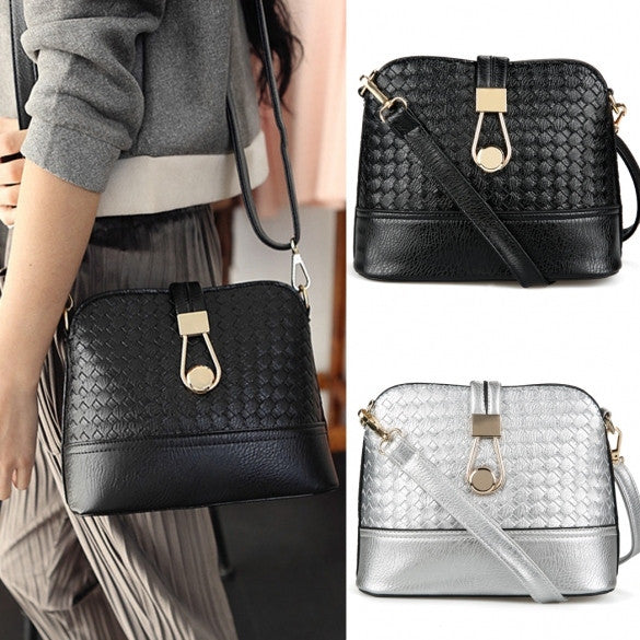 Fashion Korean Women Synthetic Leather Shoulder Small Bag Tote Weave Pattern Clutch Handbag Purse