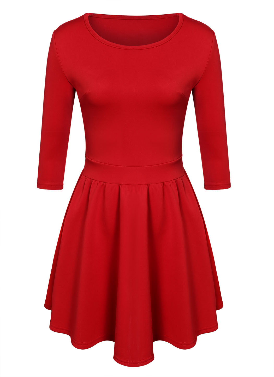 3/4 Sleeves Pleated A-line Short Skater Dress - MeetYoursFashion - 6