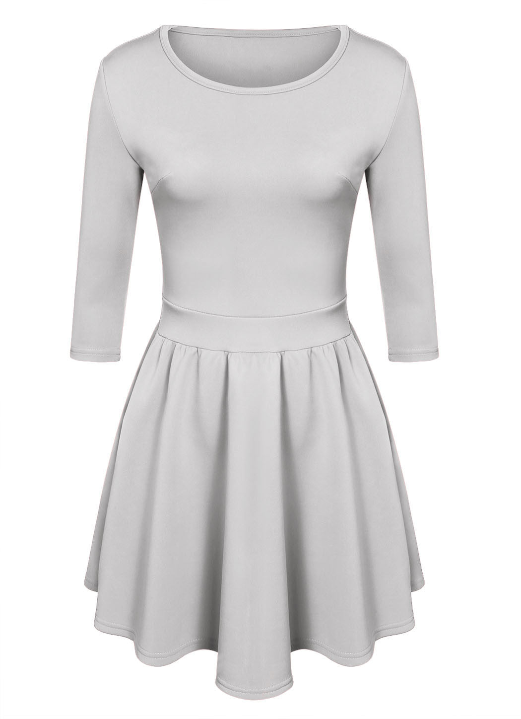 3/4 Sleeves Pleated A-line Short Skater Dress - MeetYoursFashion - 7