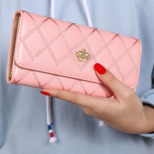Fashion Ladies Women Clutch Long Purse Synthetic Leather Tri-Fold Wallet Card Holder Handbag