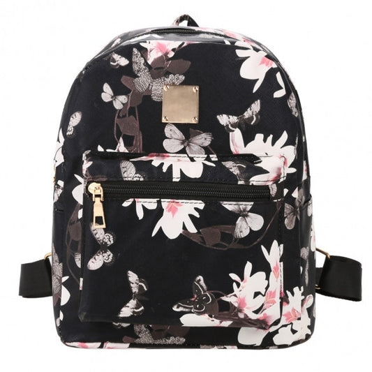 New Fashion Women Floral Print Travel Vintage Style Synthetic Leather Backpack - Meet Yours Fashion - 1