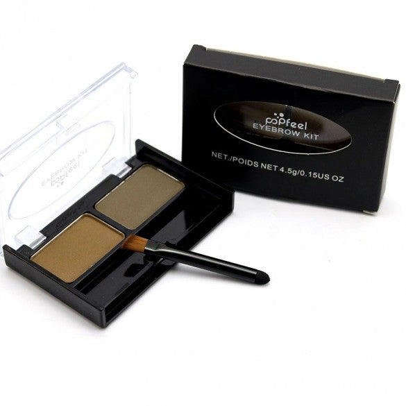 2 Colors Eyebrow Powder Palette Waterproof Smudge Proof With Eyebrow Brushes