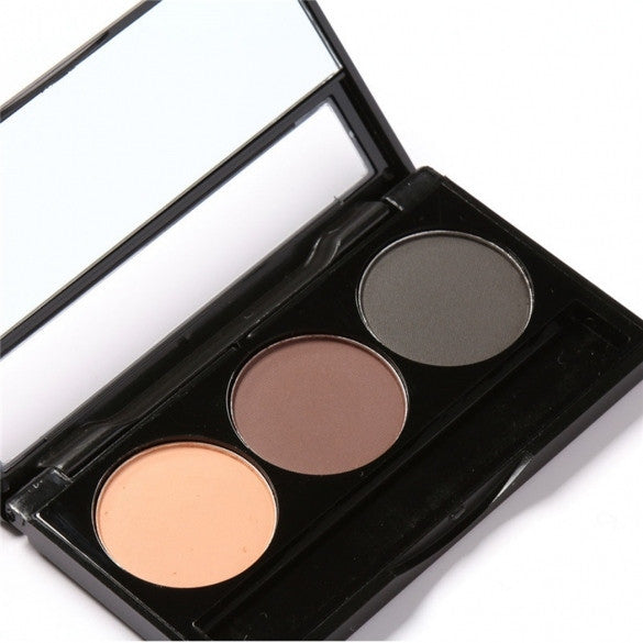 3 Colors Eyebrow Powder Palette Waterproof Smudge Proof With Mirror And Eyebrow Brushes