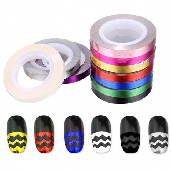 New Women 10 Rollers Striping Tape Line Solid 3D DIY Nail Art Tips Decal Sticker For Nail Polish