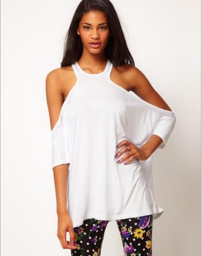H-shaped Sleeveless Off-shoulder Casual Short Sleeves Short Blouse - Meet Yours Fashion - 5
