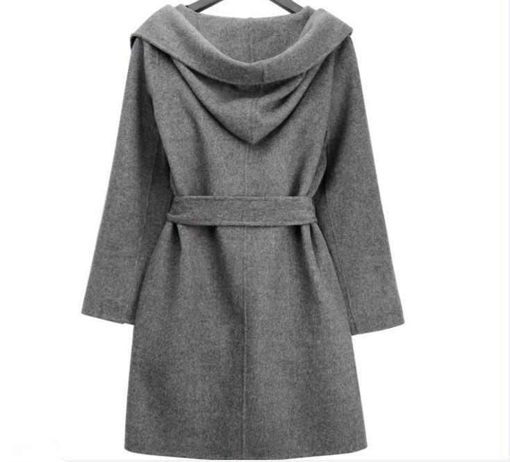 Hooded Belt Casual Suede Mid-length Plus Size Coat - Meet Yours Fashion - 4