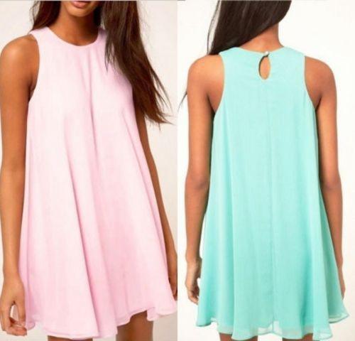 Pure Color Chiffon Irregular sleeveless O-neck Short Dress - Meet Yours Fashion - 4