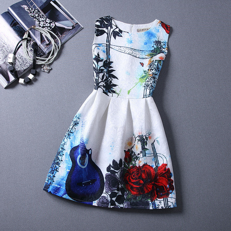 Print Pleated Short Mini Tank Dress - MeetYoursFashion - 1