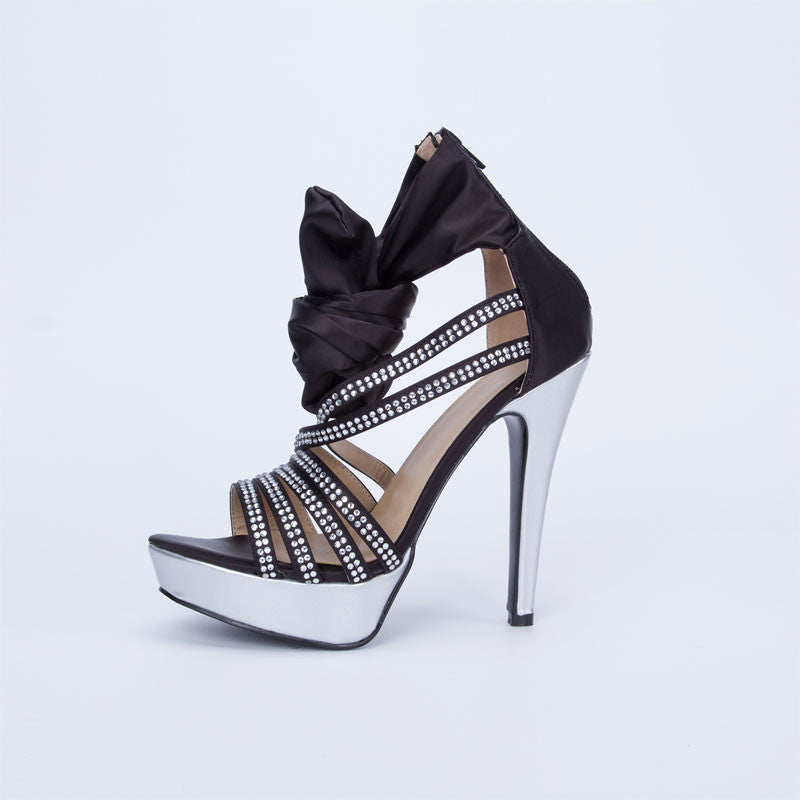Shinning Rhinestone Leatherette Platform Stiletto Heel Sandals Heels Wedding Shoes - MeetYoursFashion - 3