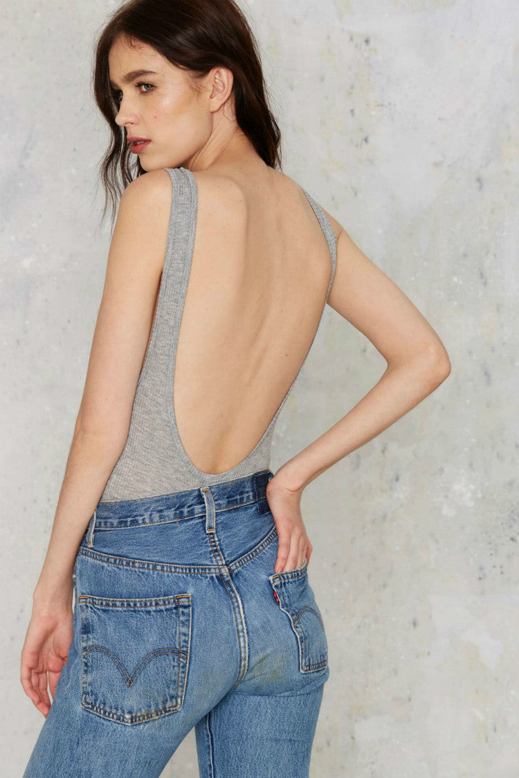 Pure Color Backless Sleeveless Triangle Short Vest Jumpsuit