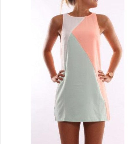 Contrast Color Plus Size Loose Short Tank Dress