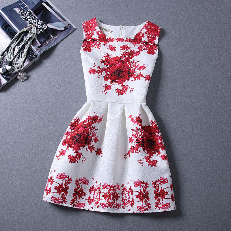 Print Pleated Short Mini Tank Dress - MeetYoursFashion - 19