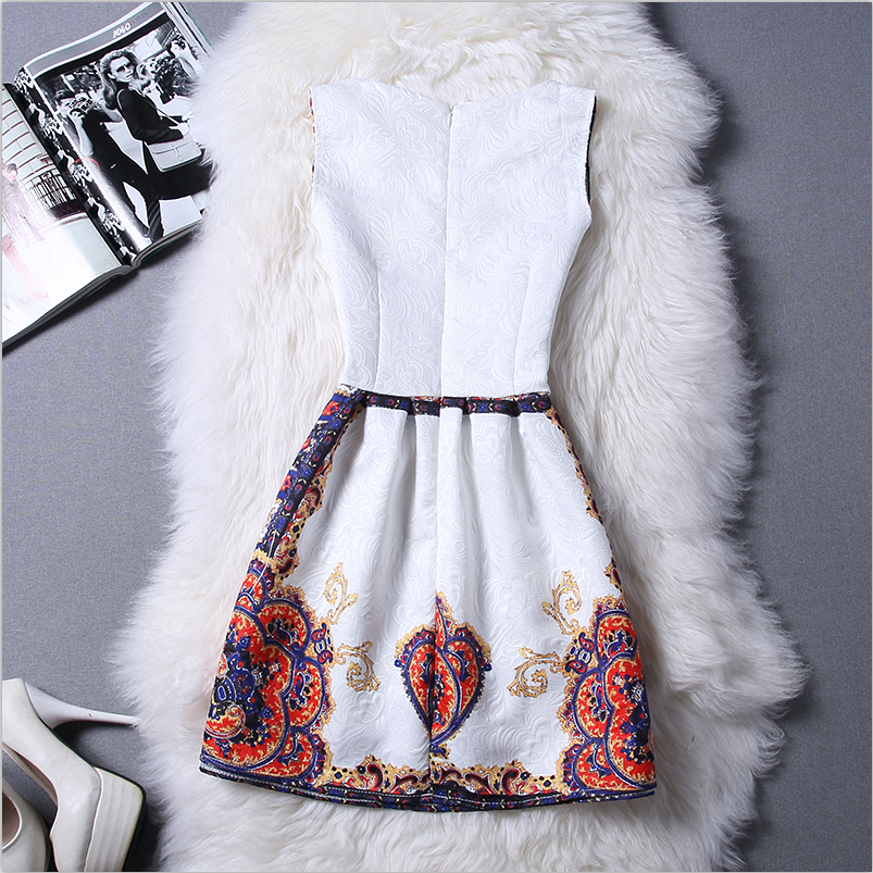 Elegant Vintage Flower Print Sleeveless Mini Tank Dress - MeetYoursFashion - 3