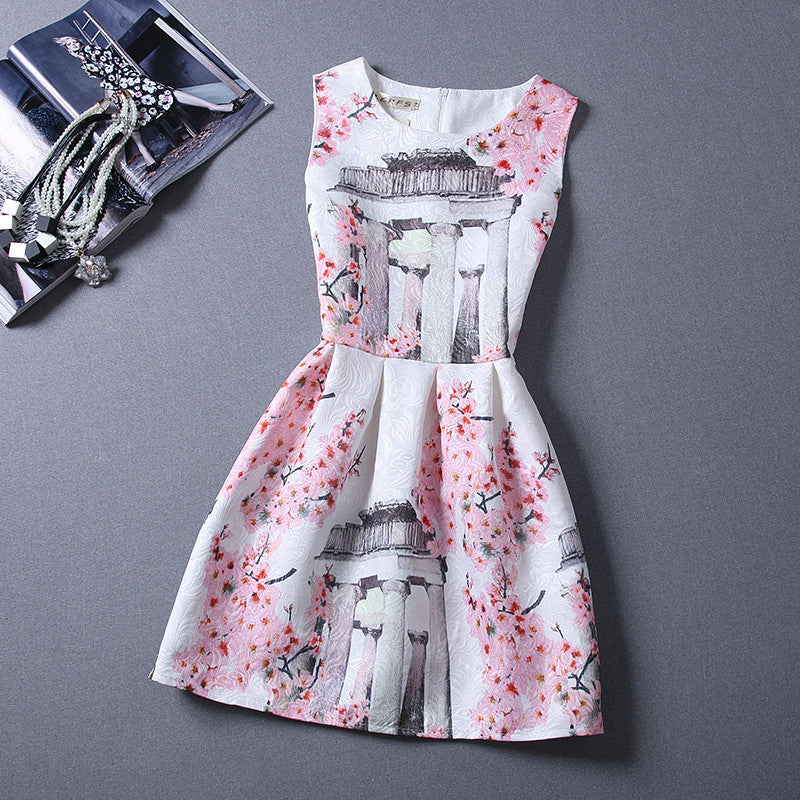 Print Pleated Short Mini Tank Dress - MeetYoursFashion - 13