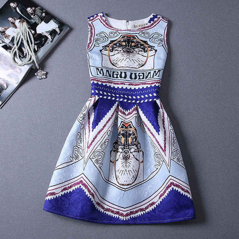 Print Pleated Short Mini Tank Dress - MeetYoursFashion - 14