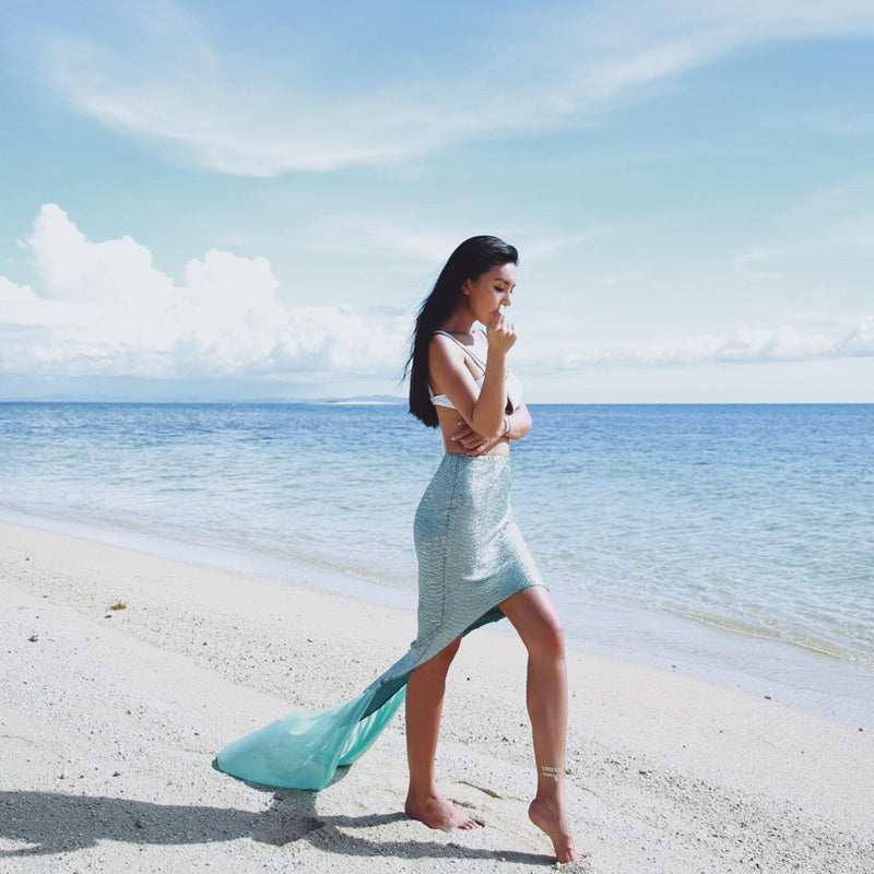 Bohemian Beach Mermaid Slim Irregular Pure Color Long Skirt
