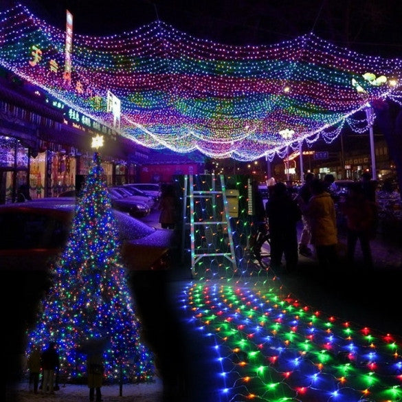 Colorful 300 LED Net Mesh Decorative Fairy Lights Twinkle Lighting Christmas Wedding Party EU