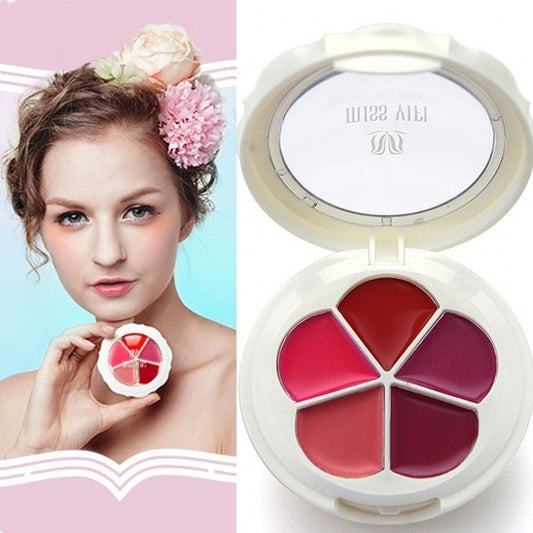 MISS YIFI 5 Colors Waterproof Lip Gloss Palette Of Lipsticks 5 Style Long Lasting