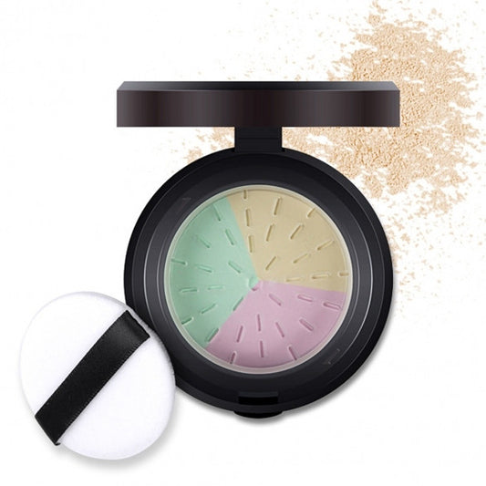 3 Colors In 1 Loose Powder Bare Mineral Polishing Longlasting Face Powder With Mirror And Puff