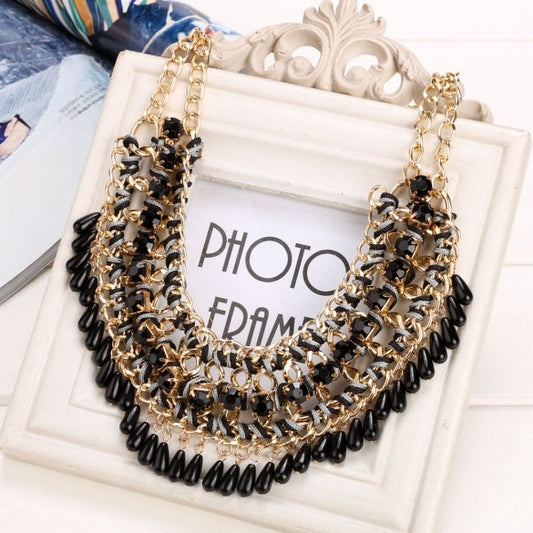 New Women Alloy Statement Knit Necklace Choker Bohemia Style Link Chain Party Decor Pendant Sweater Necklace