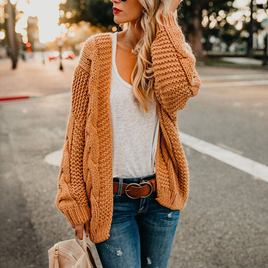 Cable Crochet Knitted Cardigan