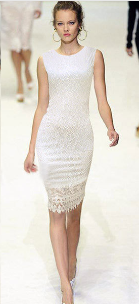 Slim Lace O-neck Sleeveless Knee-length Dress - Meet Yours Fashion - 1