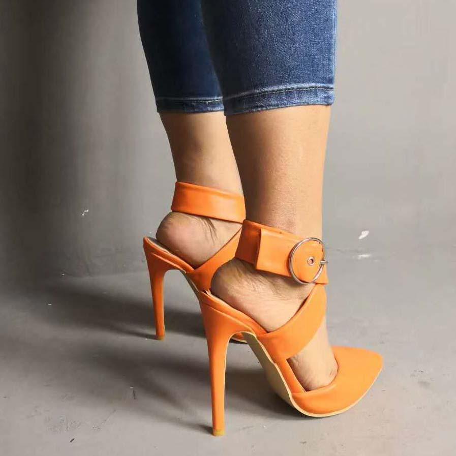 Orange Closed Toe Buckle Sandals