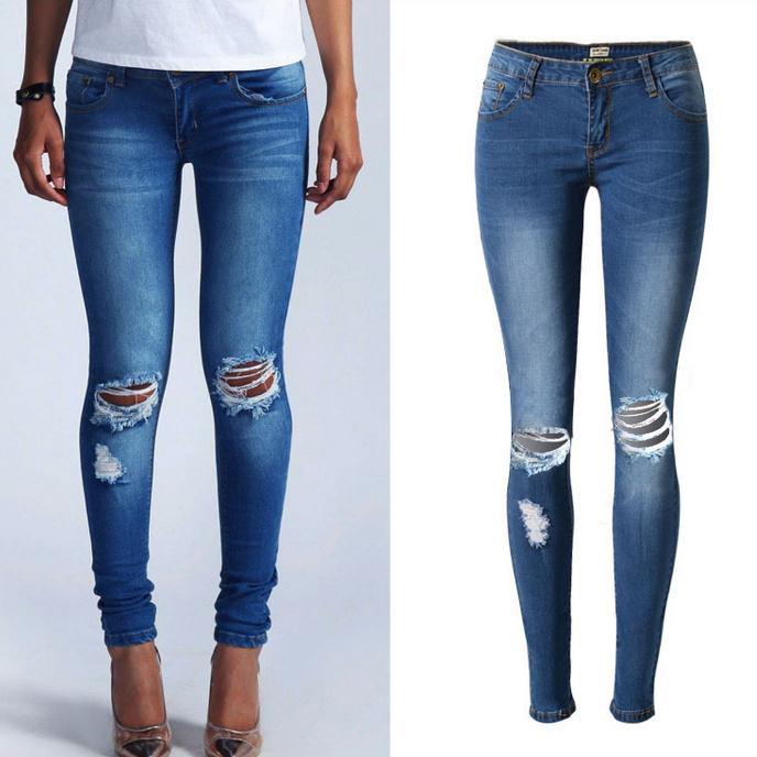 Holes Ripped Straight Slim Beggar High Waist Jeans - Meet Yours Fashion - 1