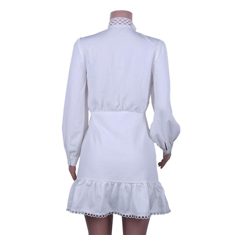 Hollow Out White A Line Dress