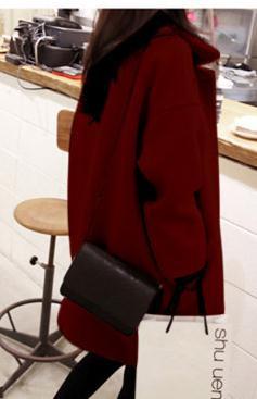 Long Sleeves Lapel Slim Long Woolen Coat - Meet Yours Fashion - 7