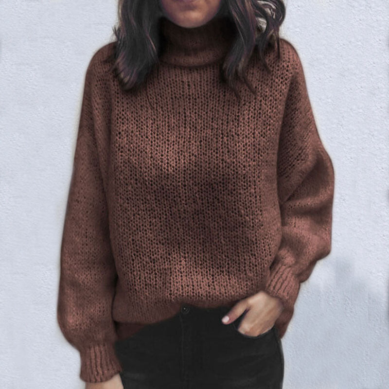Turtleneck Solid Knit Sweater