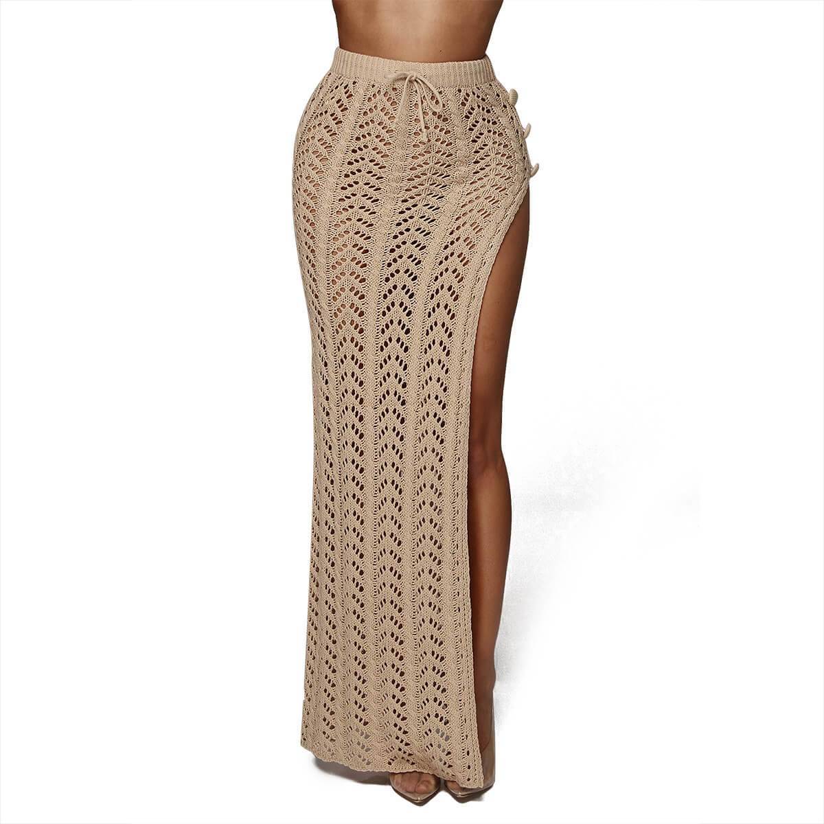 Sexy Beach Knit Cutout High Waist Maxi Dress