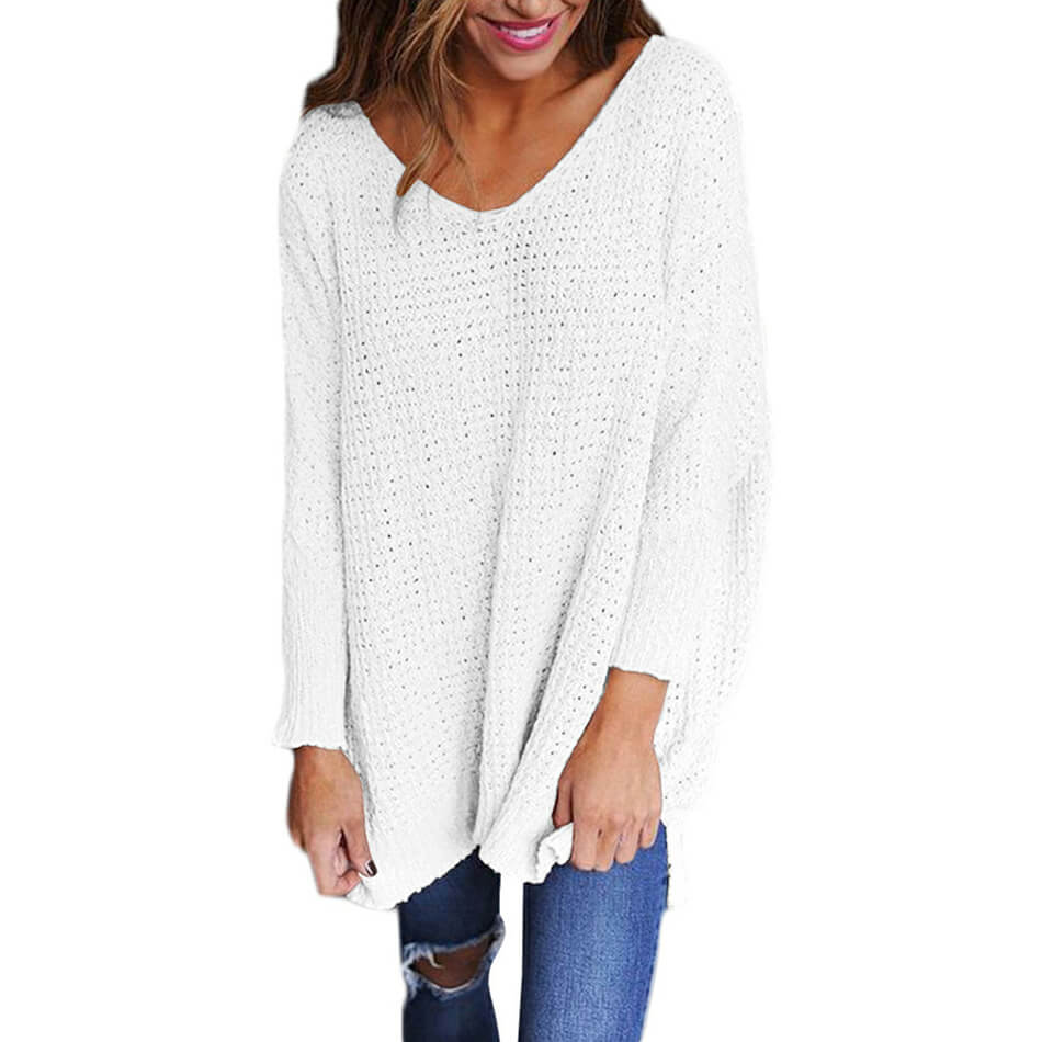 V-Neck Loose Oversized Long Sleeve Women Sweater