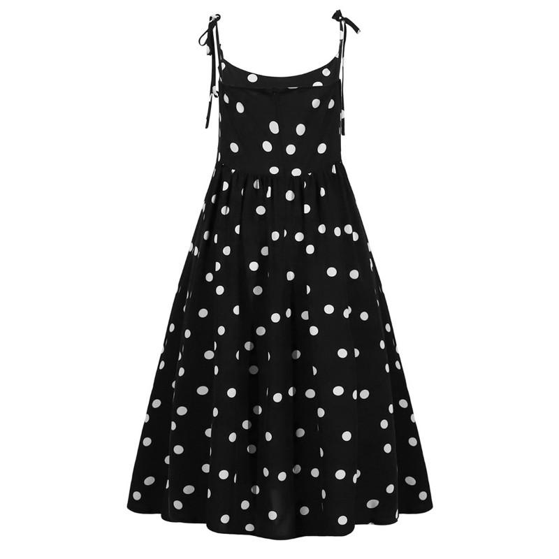 Polka Dots Sling A Line Midi Dress