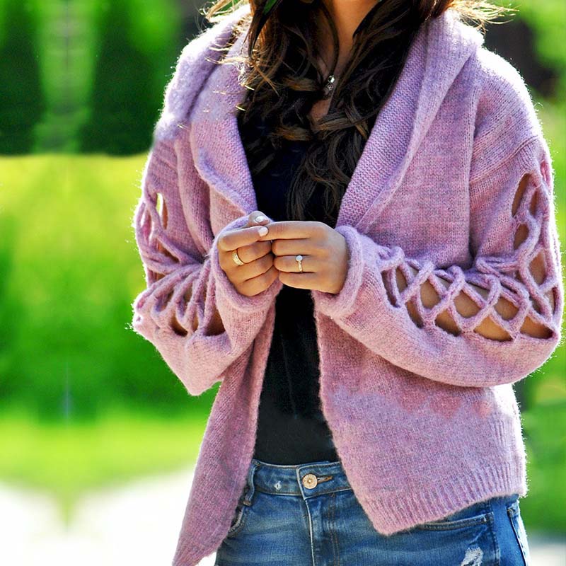 Cut Out Short Hooded Cardigan