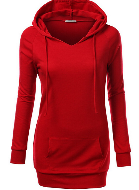 Solid Color Hooded Long Sleeve Pullover Slim Hoodie - Meet Yours Fashion - 1