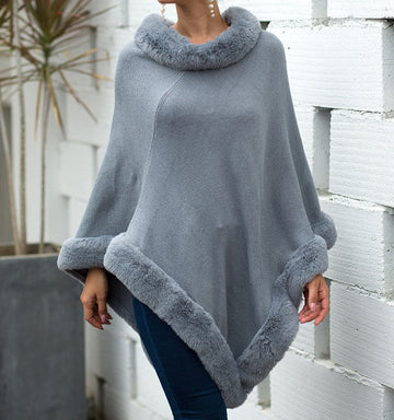 Shawl Pure Color Long Sleeve Sweater