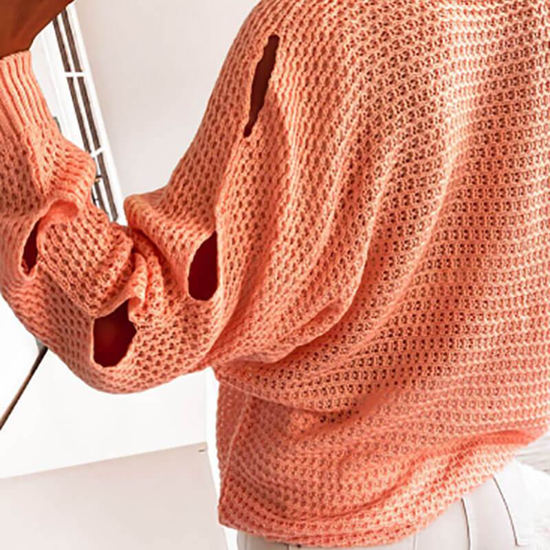 Cut Out Sleeve Crochet Sweater