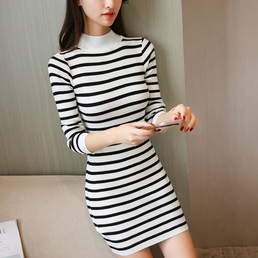Turtleneck Dress | Striped Dress | Knit Dress
