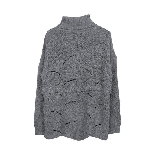 Hollow Out Turtleneck Pure Color Knit Sweater