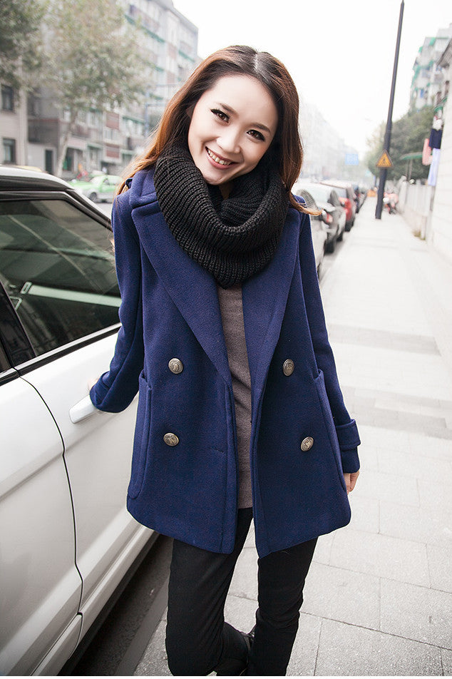 Double Breasted Lapel Solid Long Thick Coat - Meet Yours Fashion - 5